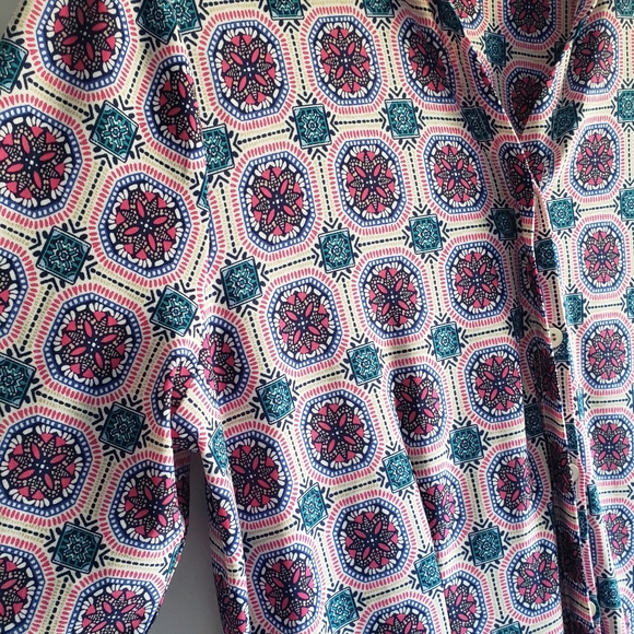 Chico's Medallion Midi Button Down  Shirt Dress Printed 1 Stretch Medium - Picture 7 of 13